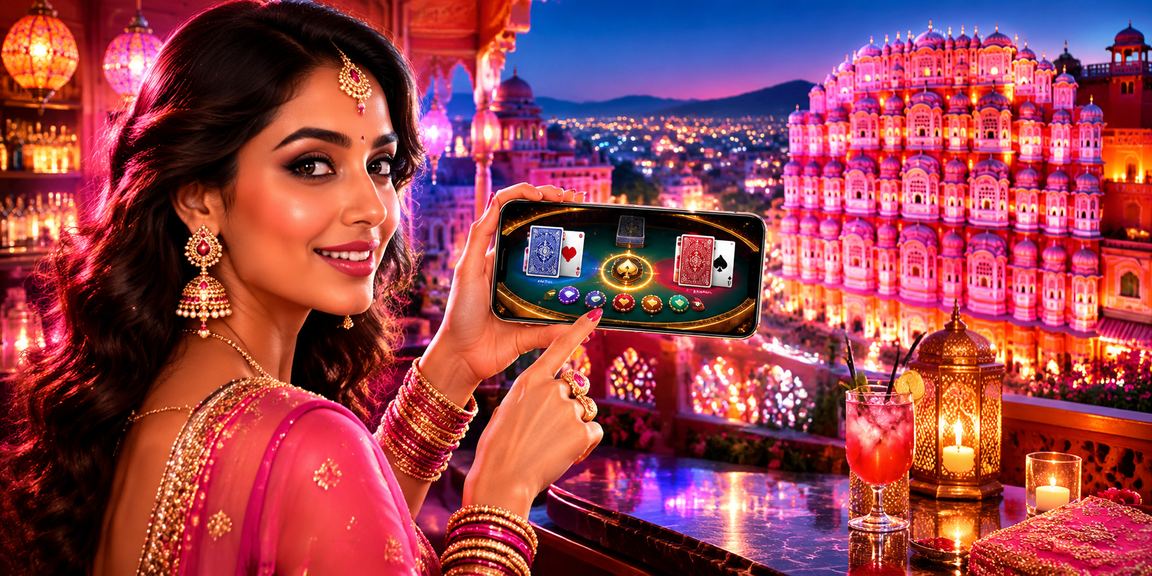 Andar Bahar card game scene with Bollywood backdrop in Jaipur