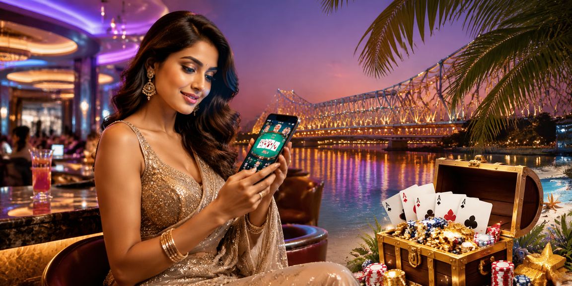 View of Kolkata users enjoying mobile poker session
